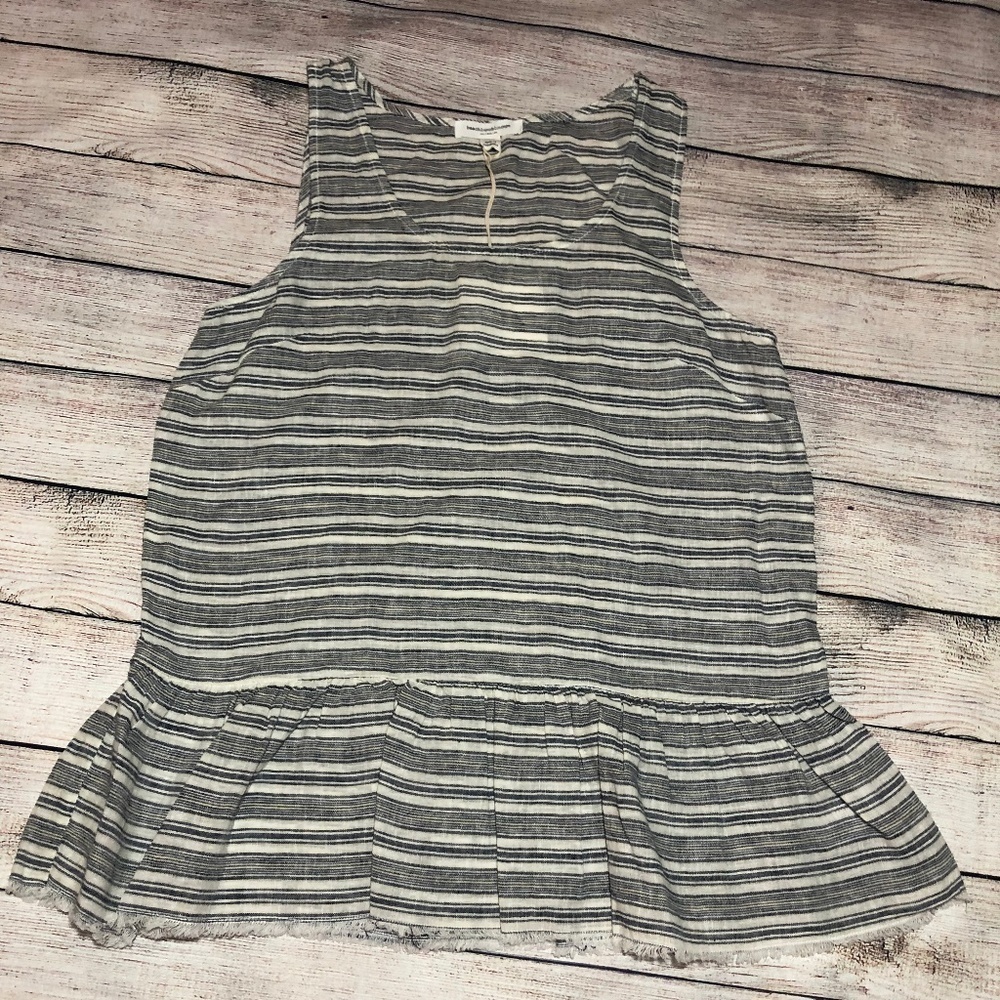 NWT Beachlunchlounge Striped Linen Peplum Top